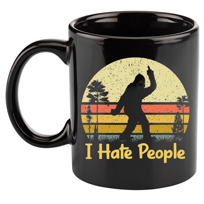 Retro Camping Bigfoot Sasquatch Middle 11oz C Handle Ceramic Mug