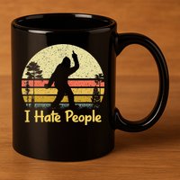 Retro Camping Bigfoot Sasquatch Middle 11oz C Handle Ceramic Mug