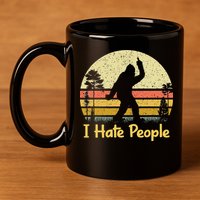 Retro Camping Bigfoot Sasquatch Middle 11oz C Handle Ceramic Mug