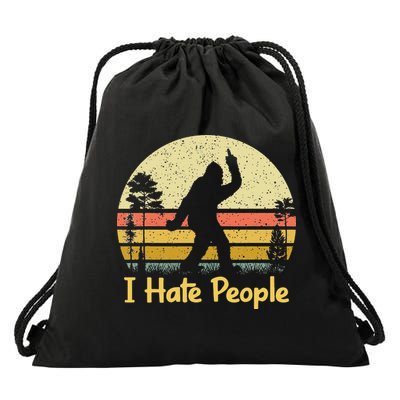 Retro Camping Bigfoot Sasquatch Middle Drawstring Bag