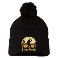 Retro Camping Bigfoot Sasquatch Middle Pom Pom 12in Knit Beanie