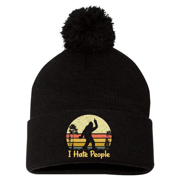 Retro Camping Bigfoot Sasquatch Middle Pom Pom 12in Knit Beanie