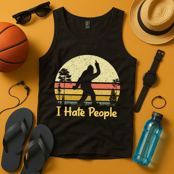 Retro Camping Bigfoot Sasquatch Middle Tank Top