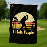 Retro Camping Bigfoot Sasquatch Middle Golf Towel