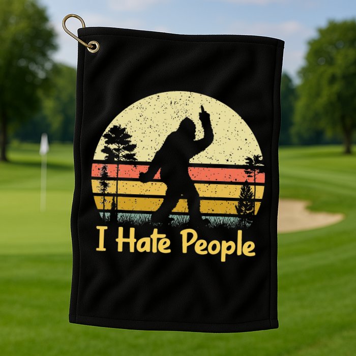 Retro Camping Bigfoot Sasquatch Middle Golf Towel