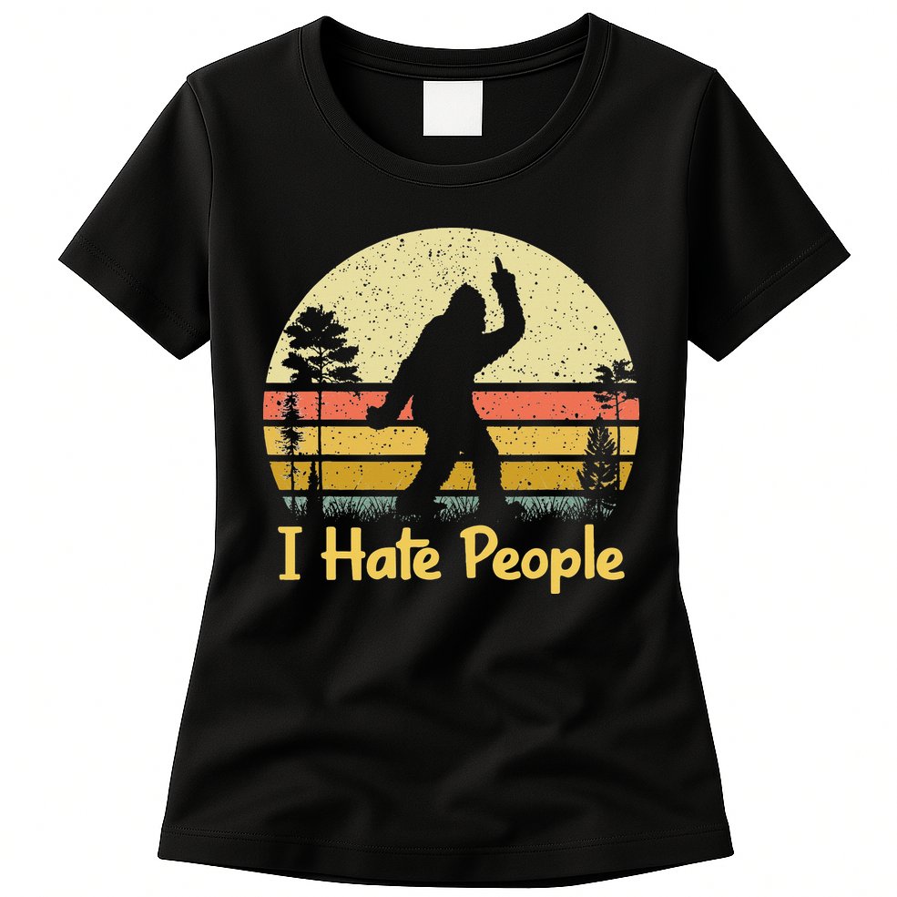 Retro Camping Bigfoot Sasquatch Middle Womens T-Shirt
