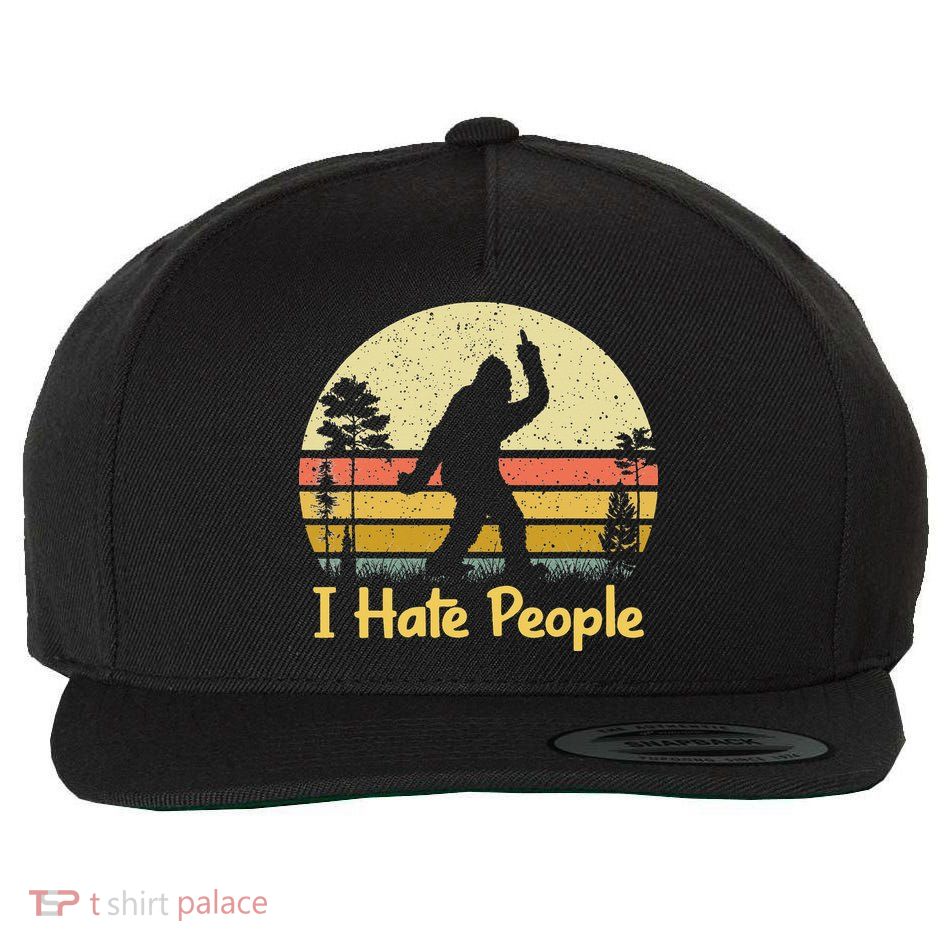 Retro Camping Bigfoot Sasquatch Middle Wool Snapback Cap