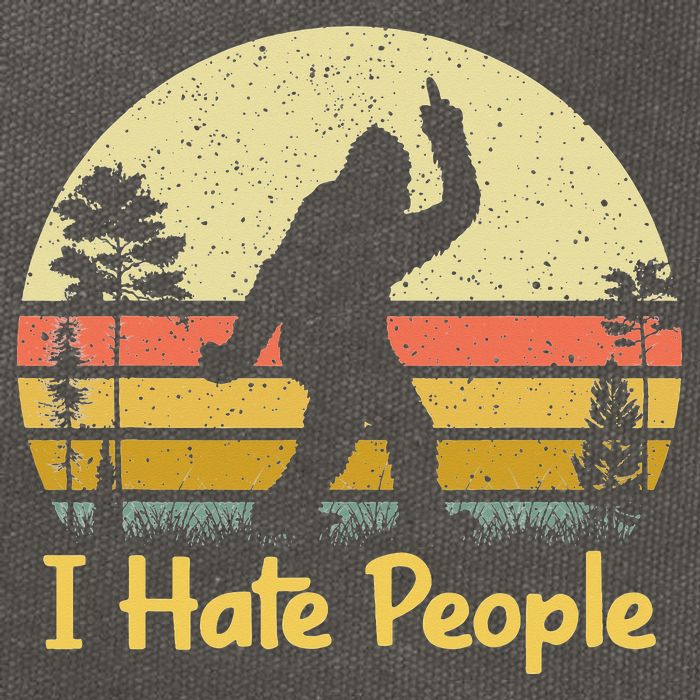 Retro Camping Bigfoot Sasquatch Middle Cotton Canvas Backpack
