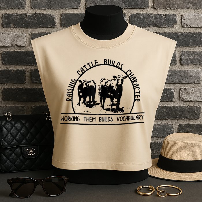 Raising Cattle Builds Character Working Them Builds Garment-Dyed Women's Muscle Tee