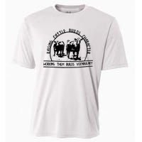 Raising Cattle Builds Character Working Them Builds Cooling Performance Crew T-Shirt