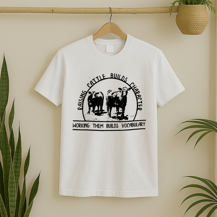 Raising Cattle Builds Character Working Them Builds T-Shirt