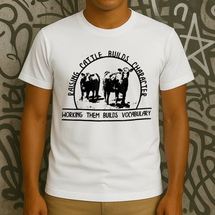 Raising Cattle Builds Character Working Them Builds T-Shirt