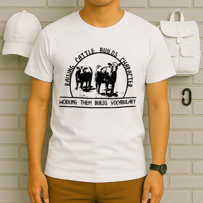 Raising Cattle Builds Character Working Them Builds T-Shirt