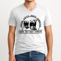 Raising Cattle Builds Character Working Them Builds V-Neck T-Shirt