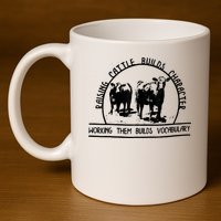 Raising Cattle Builds Character Working Them Builds 11oz C Handle Ceramic Mug