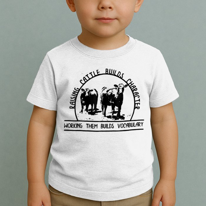 Raising Cattle Builds Character Working Them Builds Toddler T-Shirt