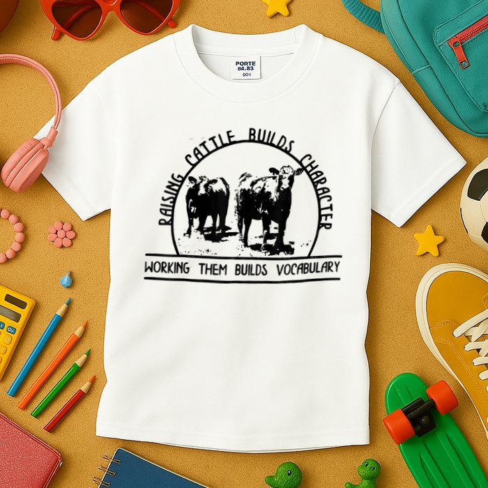 Raising Cattle Builds Character Working Them Builds Kids T-Shirt