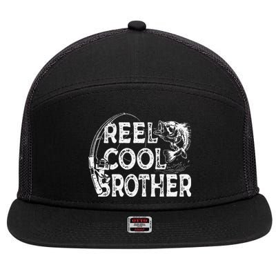 Reel Cool Brother Fisherman Valentine Fathers Day Christmas 7 Panel Mesh Trucker Snapback Hat