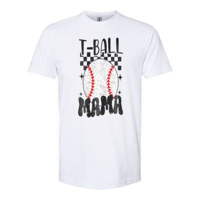 Retro Checkered Ball Mama T Ball Mom Sports Mothers Day Softstyle® CVC T-Shirt