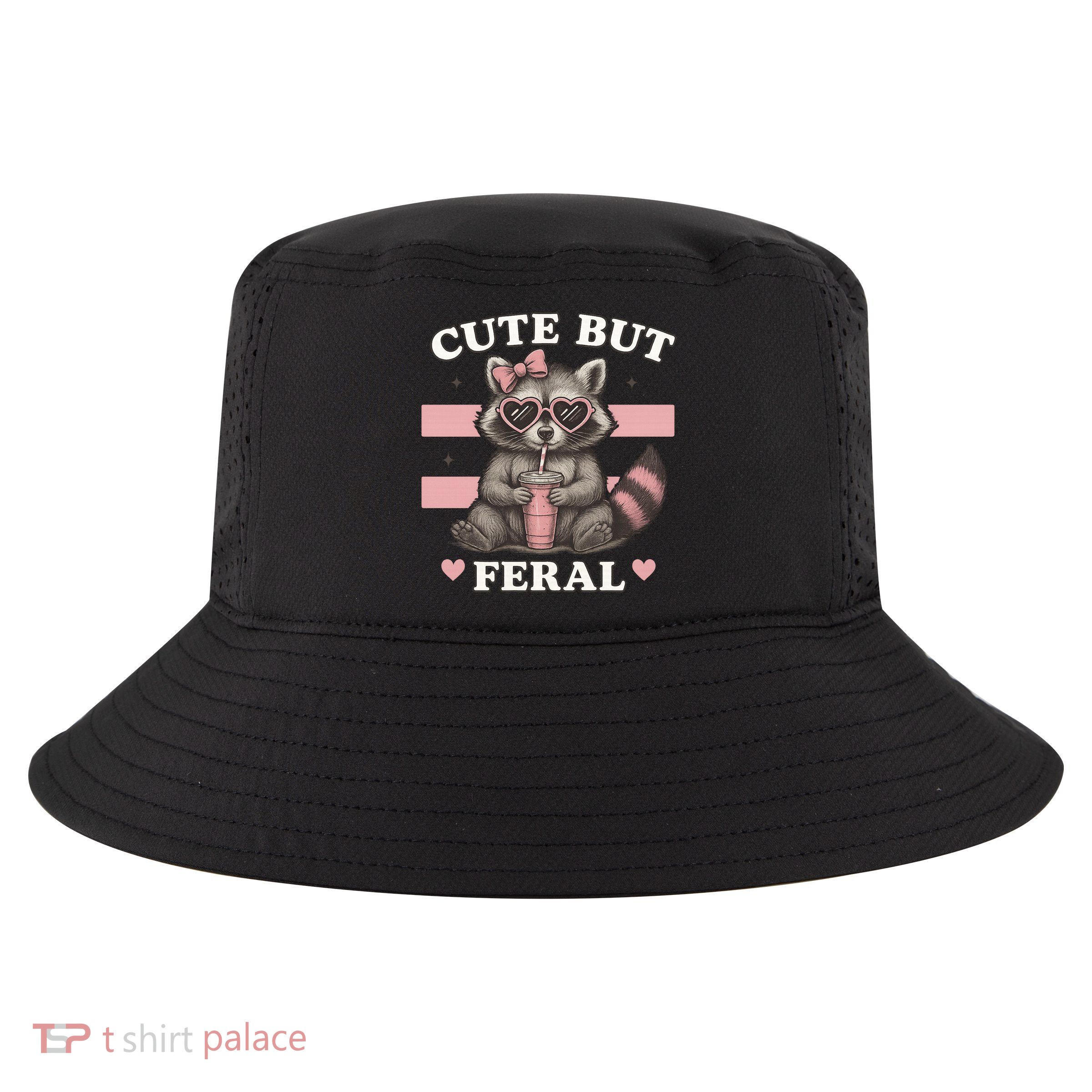 Raccoon Cute But Feral Funny Animal Cool Comfort Performance Bucket Hat