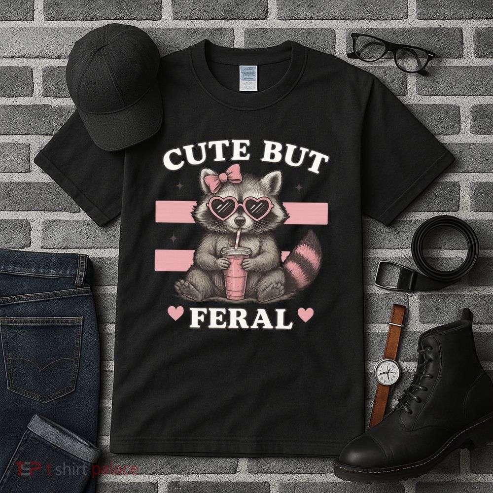 Raccoon Cute But Feral Funny Animal Tall T-Shirt