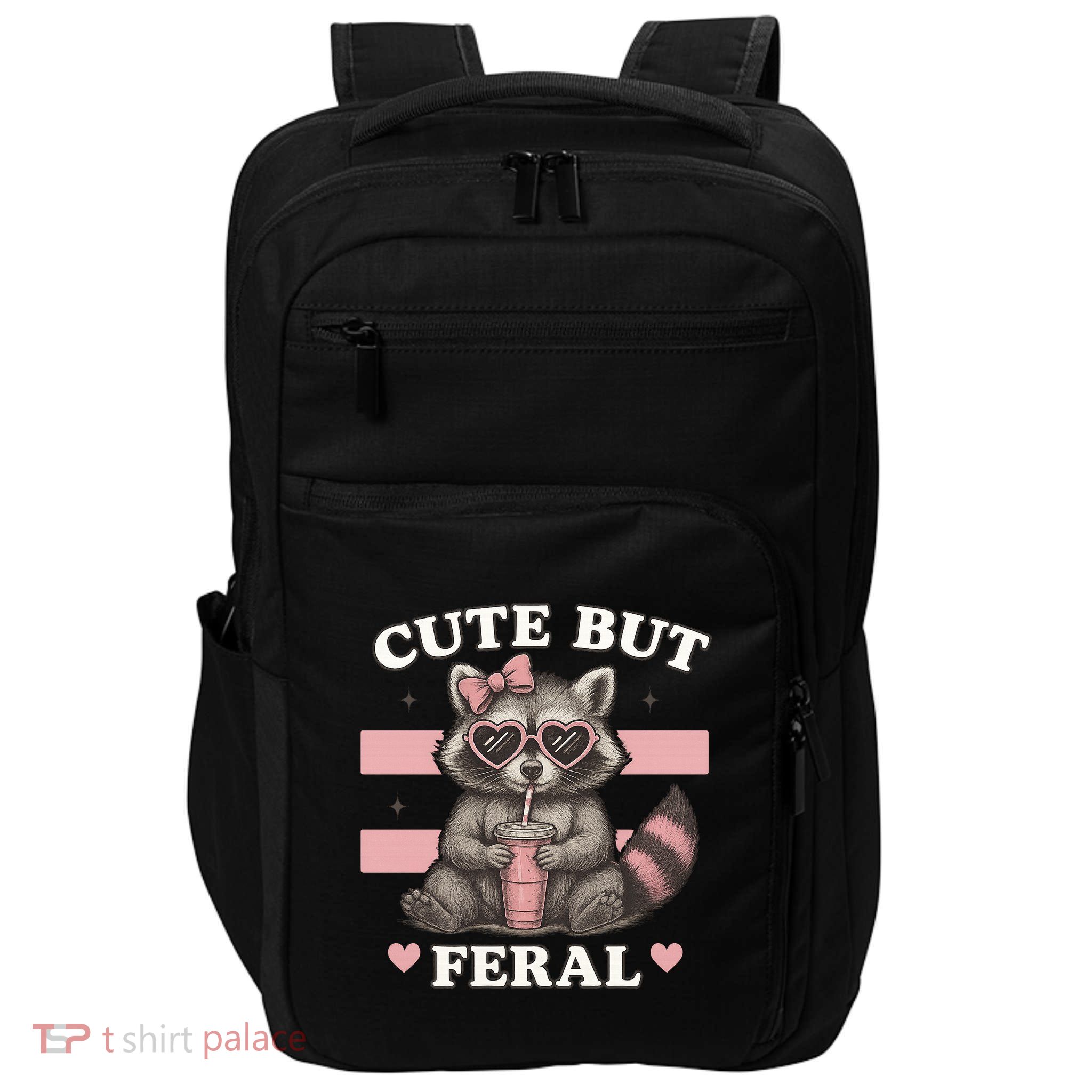 Raccoon Cute But Feral Funny Animal Impact Tech Backpack