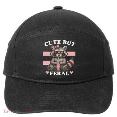 Raccoon Cute But Feral Funny Animal 7-Panel Snapback Hat
