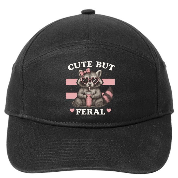Raccoon Cute But Feral Funny Animal 7-Panel Snapback Hat