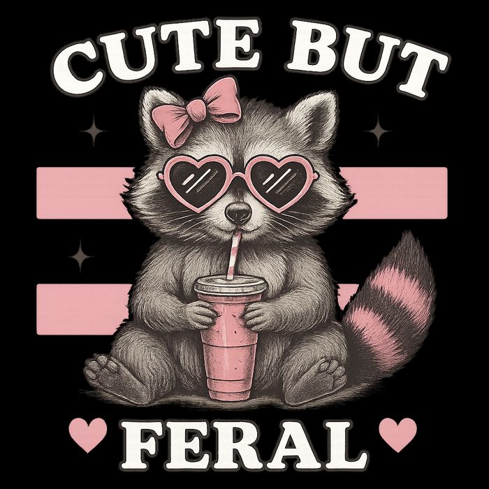 Raccoon Cute But Feral Funny Animal 7-Panel Snapback Hat