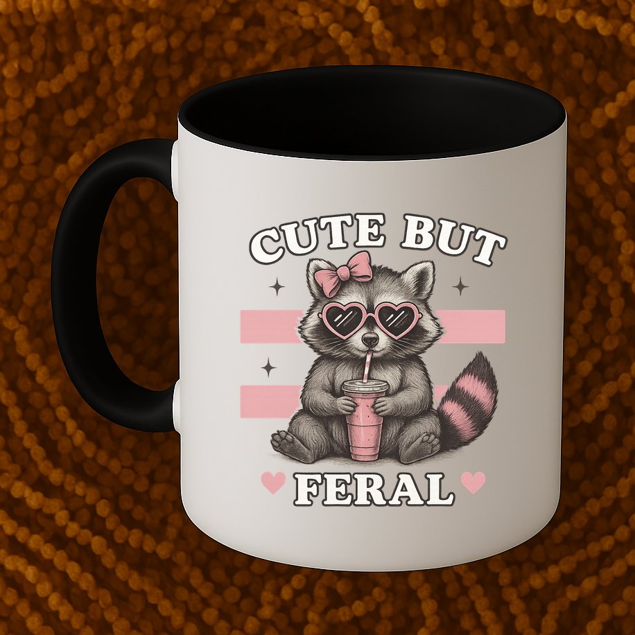 Raccoon Cute But Feral Funny Animal Mug