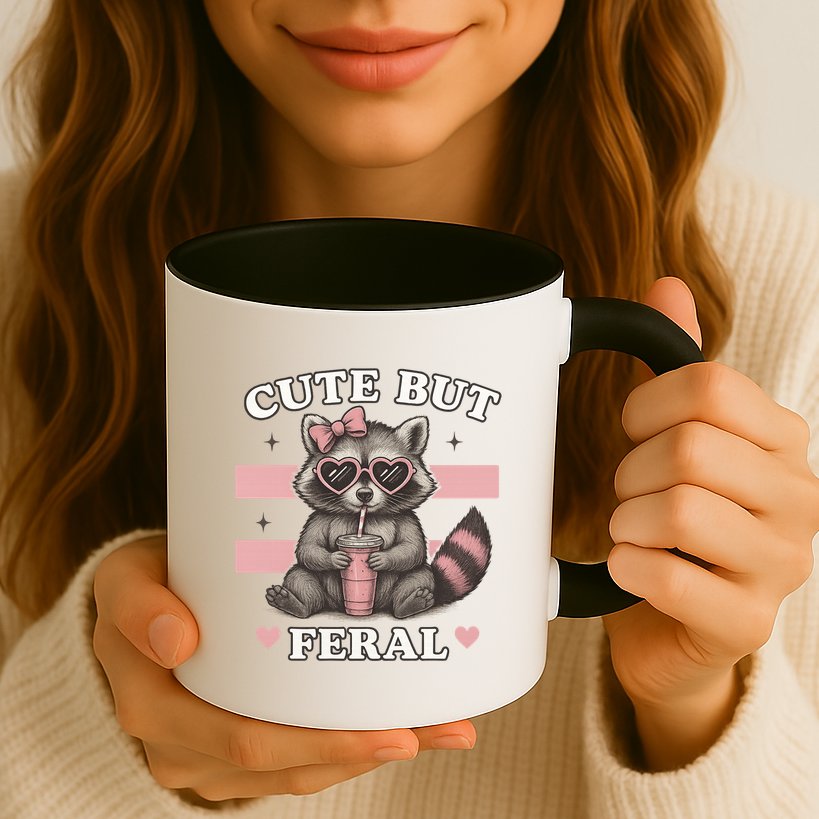 Raccoon Cute But Feral Funny Animal Mug