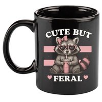 Raccoon Cute But Feral Funny Animal 11oz C Handle Ceramic Mug