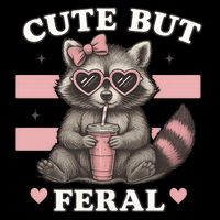 Raccoon Cute But Feral Funny Animal Drawstring Bag