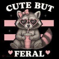 Raccoon Cute But Feral Funny Animal Flatbill Hat