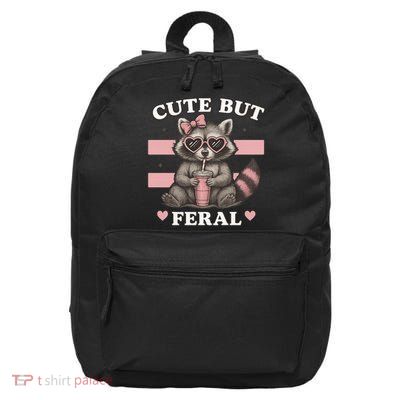 Raccoon Cute But Feral Funny Animal 16 in Basic Backpack