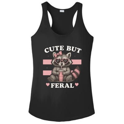 Raccoon Cute But Feral Funny Animal Ladies PosiCharge Competitor Racerback Tank