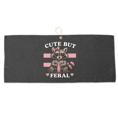 Raccoon Cute But Feral Funny Animal Large Microfiber Waffle Golf Towel