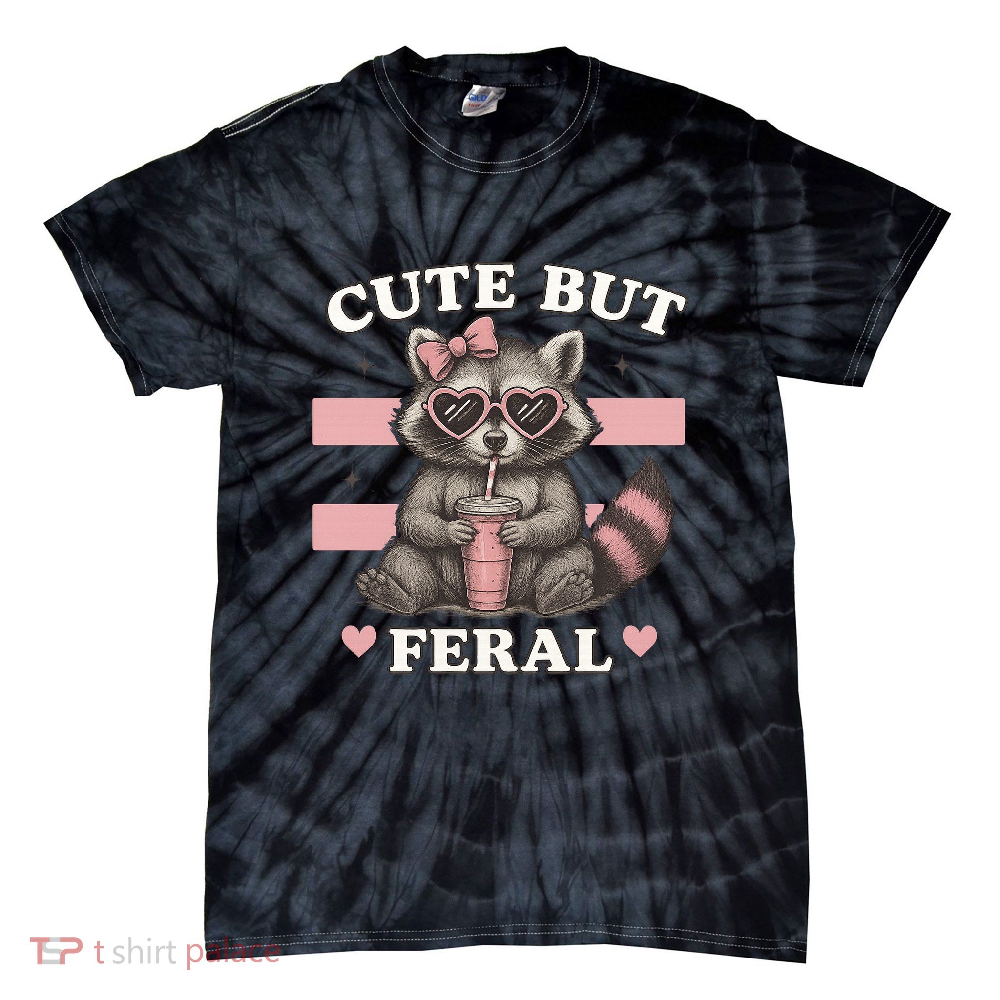 Raccoon Cute But Feral Funny Animal Tie-Dye T-Shirt