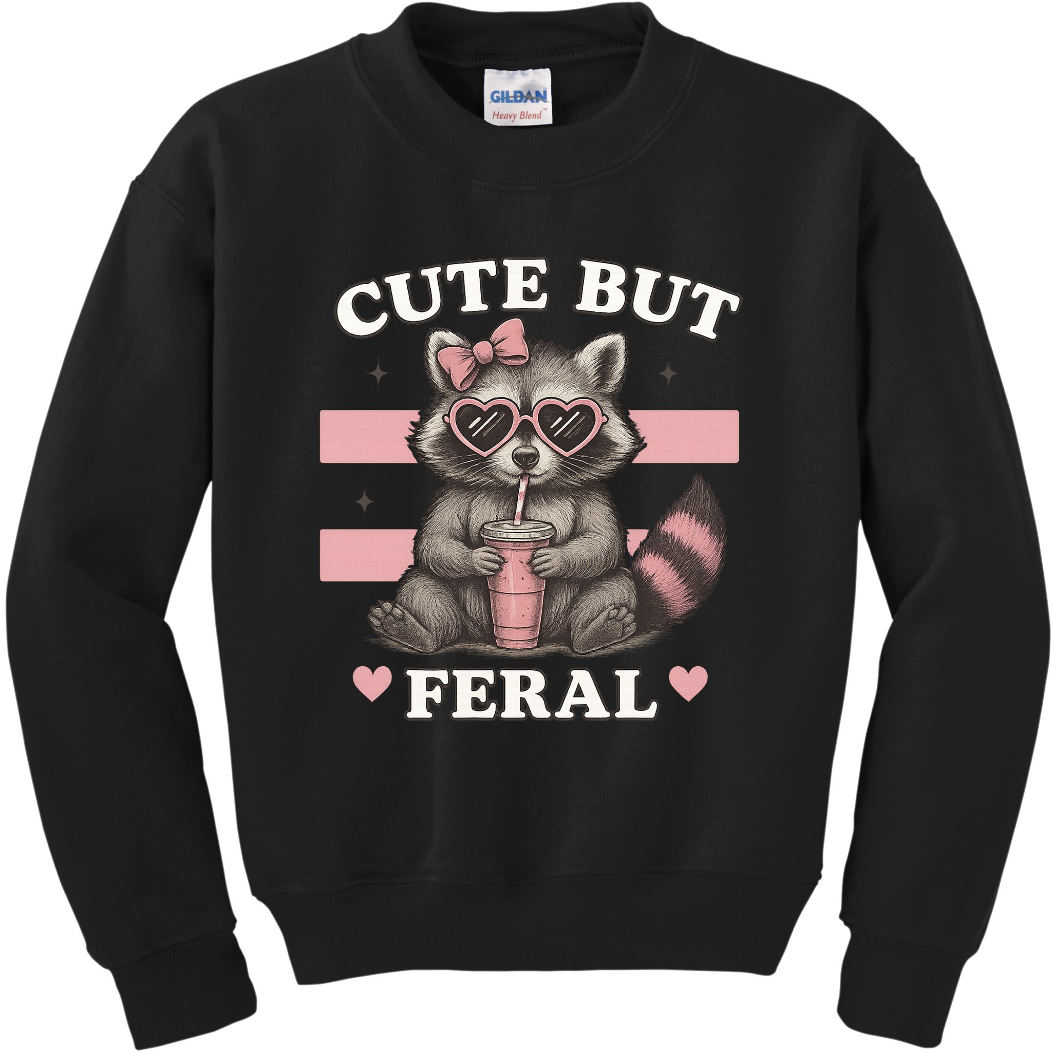 Raccoon Cute But Feral Funny Animal Kids Sweatshirt
