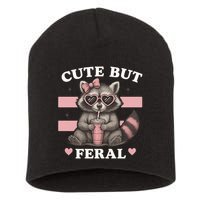 Raccoon Cute But Feral Funny Animal Short Acrylic Beanie