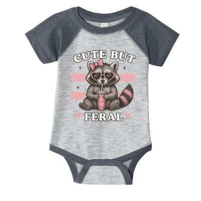 Raccoon Cute But Feral Funny Animal Infant Baby Jersey Bodysuit
