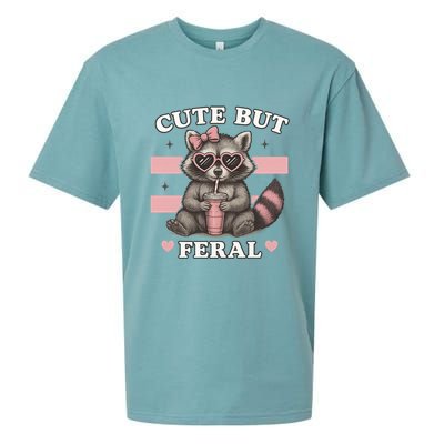 Raccoon Cute But Feral Funny Animal Sueded Cloud Jersey T-Shirt