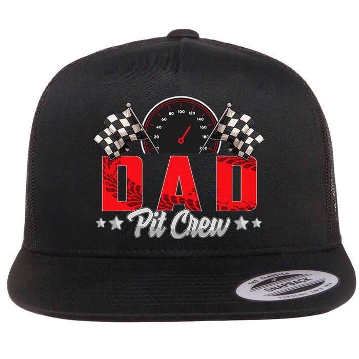 Race Car Birthday Party Racing Family Dad Pit Crew Flat Bill Trucker Hat