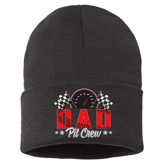 Race Car Birthday Party Racing Family Dad Pit Crew Sustainable Knit Beanie