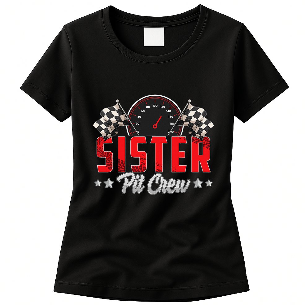 Race Car Birthday Party Racing Family Sister Pit Crew Womens T-Shirt