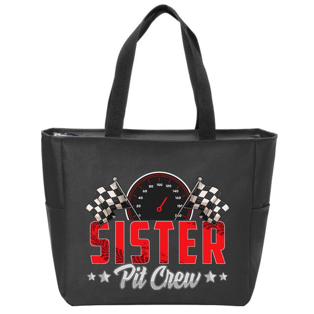 Race Car Birthday Party Racing Family Sister Pit Crew Zip Tote Bag