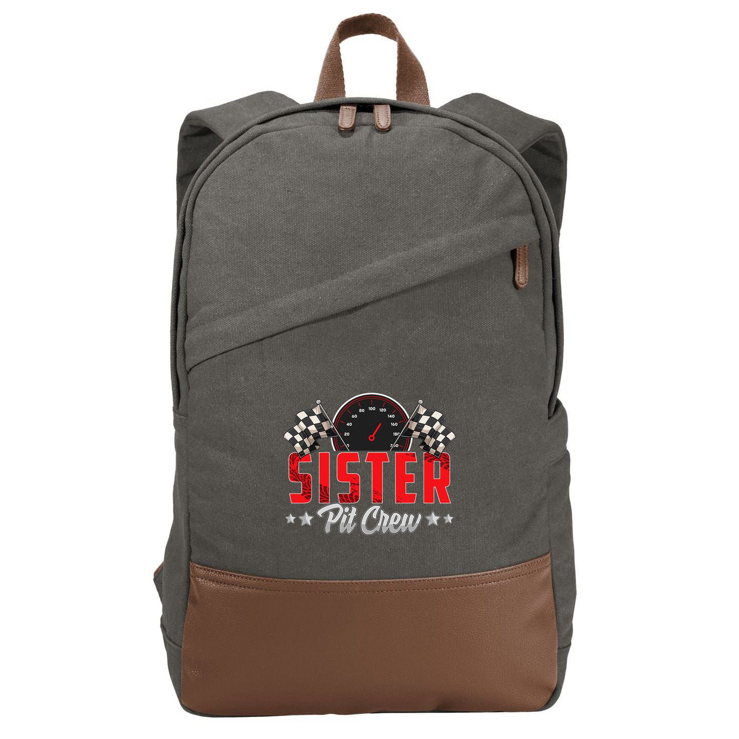 Race Car Birthday Party Racing Family Sister Pit Crew Cotton Canvas Backpack