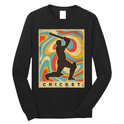 Retro Cricket Batsman Player Club Umpire Vintage Bowler Long Sleeve Shirt