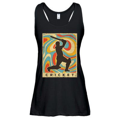 Retro Cricket Batsman Player Club Umpire Vintage Bowler Ladies Essential Flowy Tank