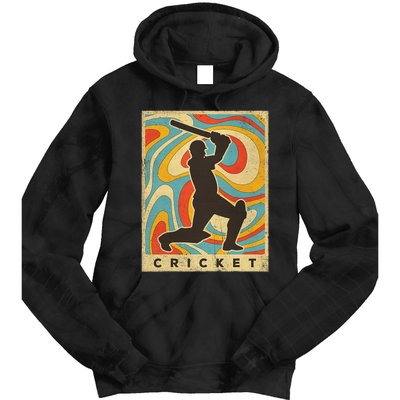 Retro Cricket Batsman Player Club Umpire Vintage Bowler Tie Dye Hoodie